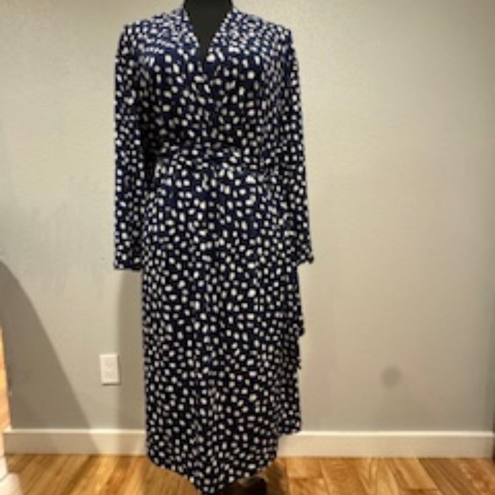 LIZ CLAIRBORNE WOMEN'S POLKA DOT WRAP DRESS 3/4 SLEEVE